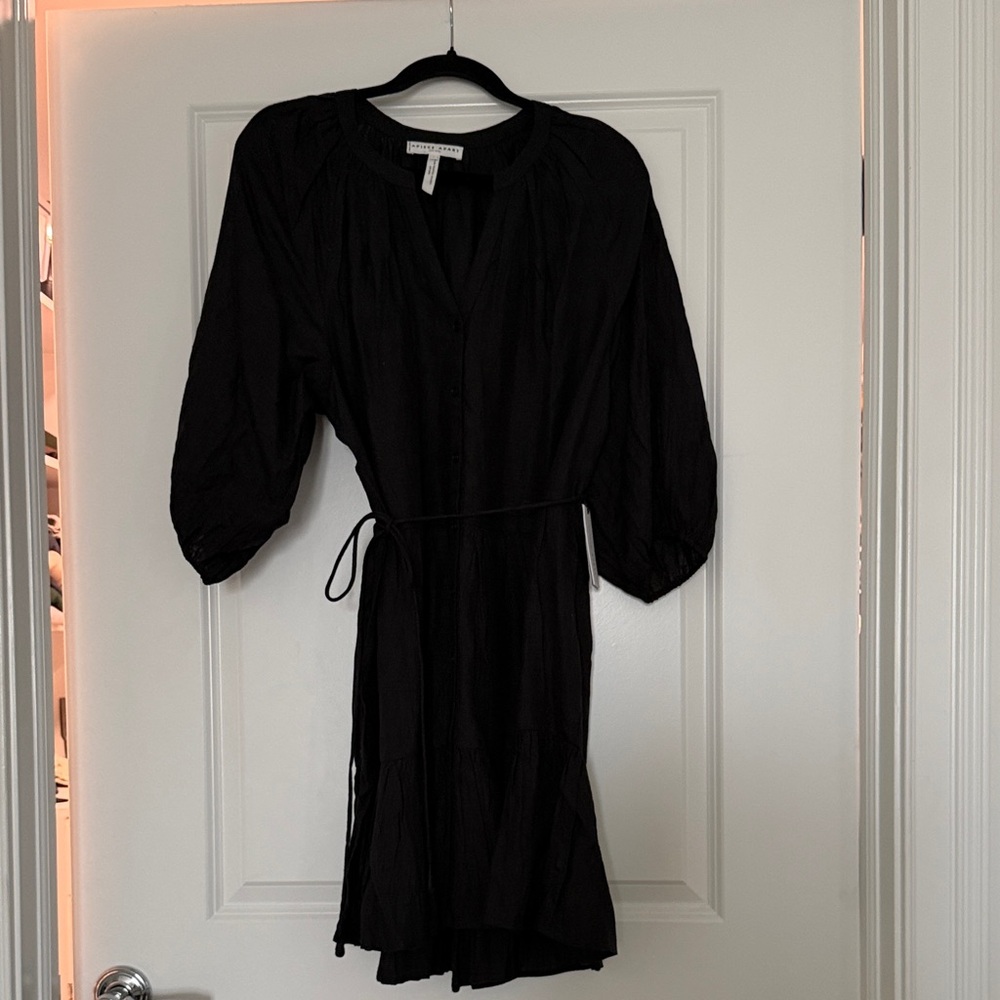 Apiece Apart Mini Mitte Black Linen Long Sleeve Dress NWT